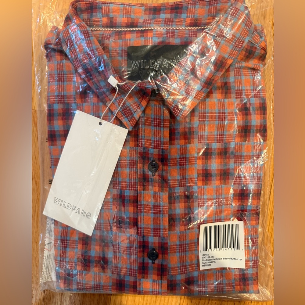 Wildfang The Essential Short Sleeve Button Up in Patchwork - Retired print! NWT